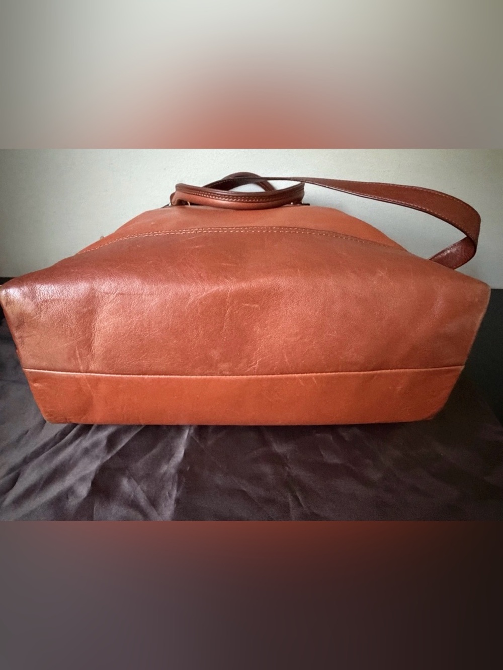 COACH Cognac Leather Legacy Rory North South Shoulder Bag/ Brass/ Match Wristlet - Picture 12 of 16